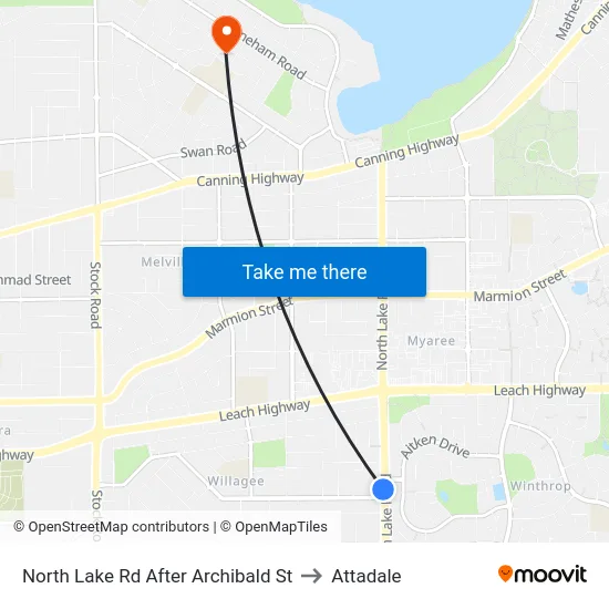 North Lake Rd After Archibald St to Attadale map