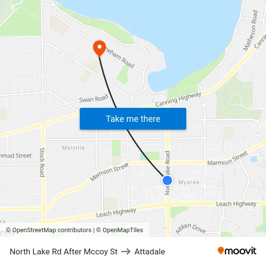 North Lake Rd After Mccoy St to Attadale map
