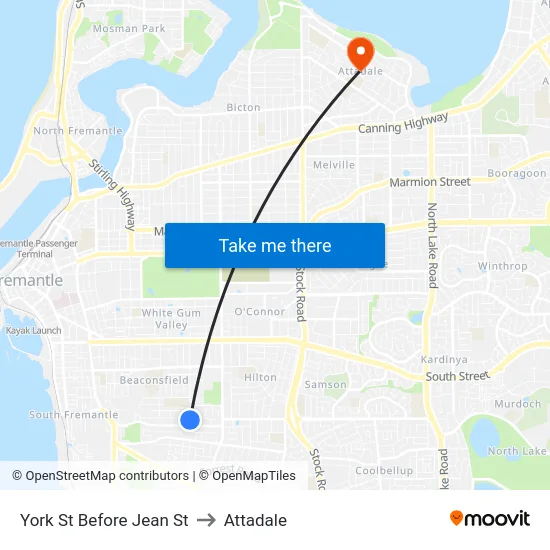 York St Before Jean St to Attadale map