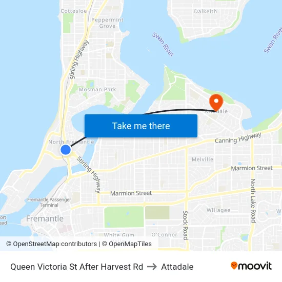 Queen Victoria St After Harvest Rd to Attadale map