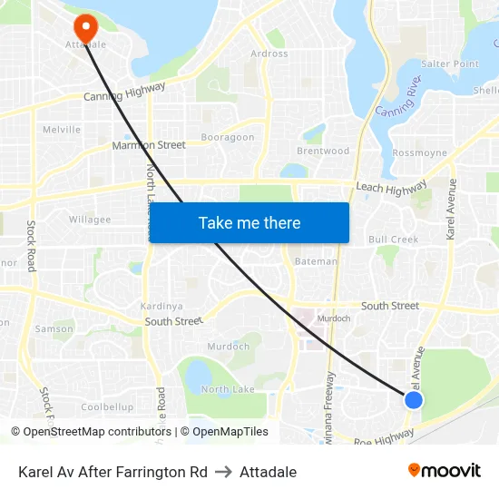 Karel Av After Farrington Rd to Attadale map