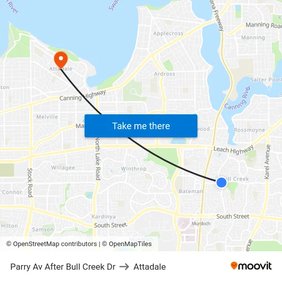 Parry Av After Bull Creek Dr to Attadale map