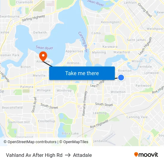 Vahland Av After High Rd to Attadale map