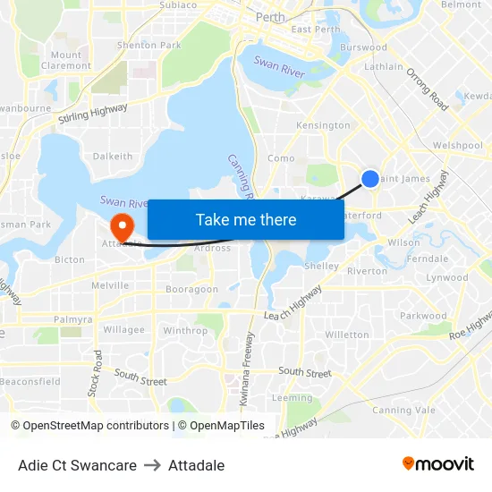Adie Ct Swancare to Attadale map