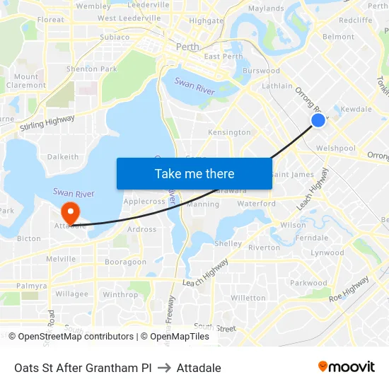 Oats St After Grantham Pl to Attadale map