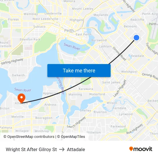 Wright St After Gilroy St to Attadale map