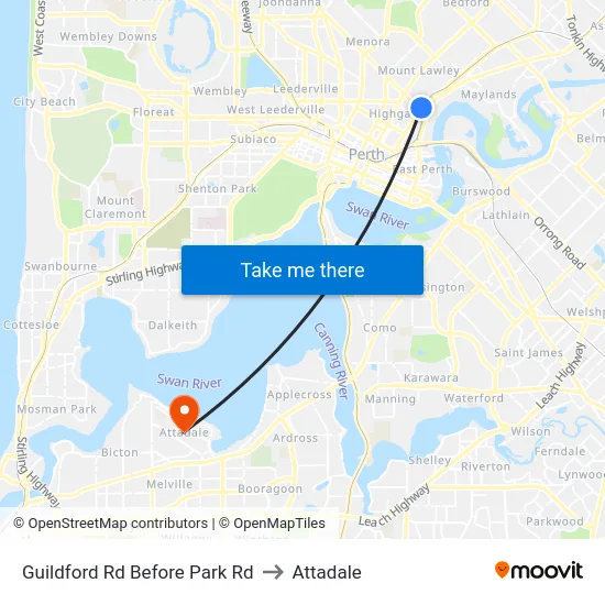 Guildford Rd Before Park Rd to Attadale map