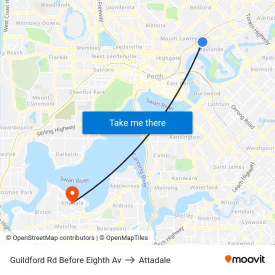 Guildford Rd Before Eighth Av to Attadale map