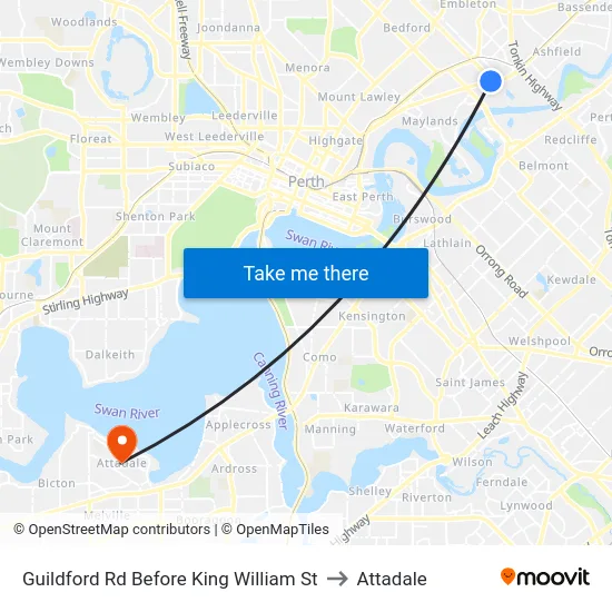 Guildford Rd Before King William St to Attadale map