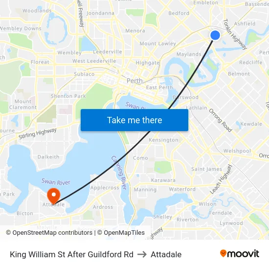 King William St After Guildford Rd to Attadale map