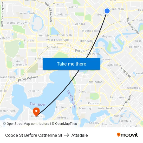 Coode St Before Catherine St to Attadale map