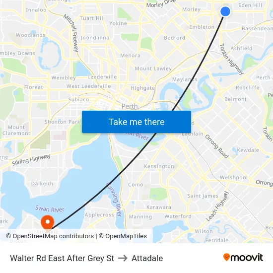 Walter Rd East After Grey St to Attadale map