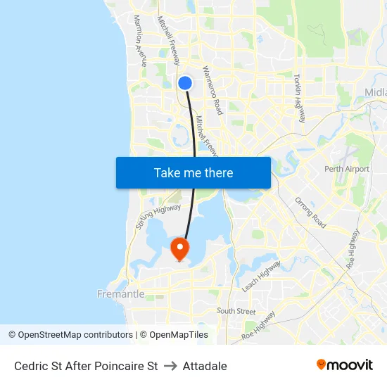 Cedric St After Poincaire St to Attadale map