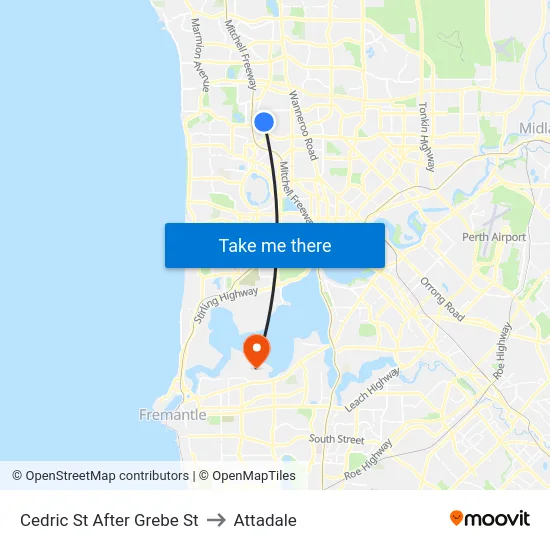 Cedric St After Grebe St to Attadale map
