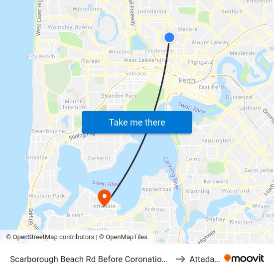 Scarborough Beach Rd Before Coronation St to Attadale map