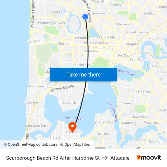 Scarborough Beach Rd After Harborne St to Attadale map