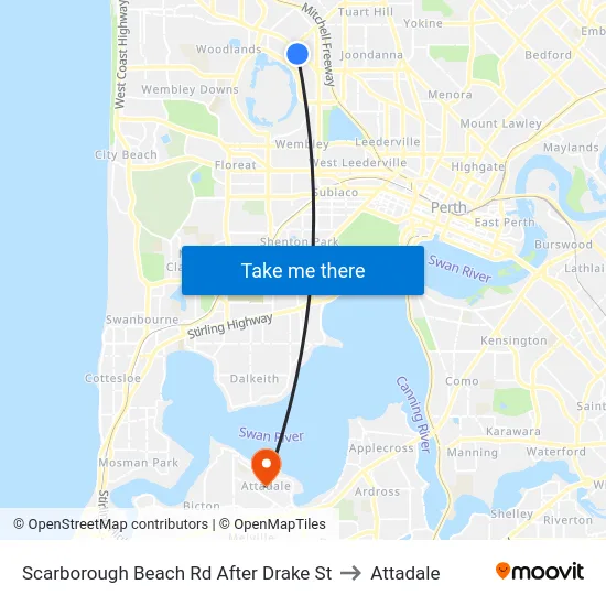 Scarborough Beach Rd After Drake St to Attadale map