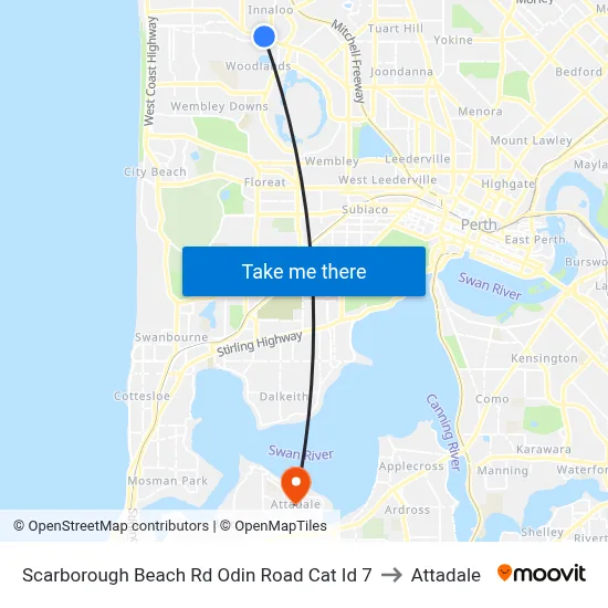 Scarborough Beach Rd Odin Road Cat Id 7 to Attadale map