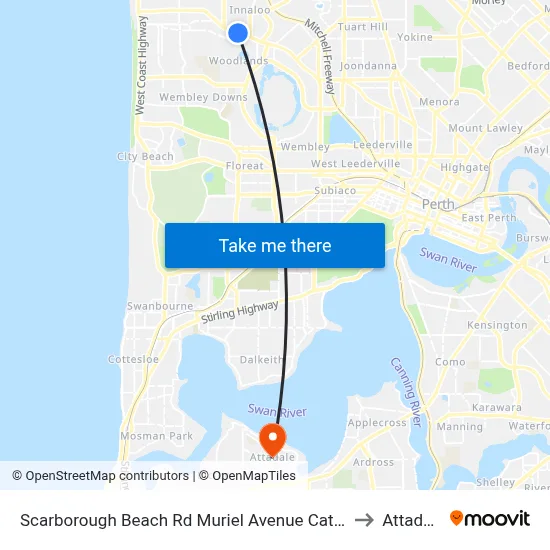 Scarborough Beach Rd Muriel Avenue Cat Id 8 to Attadale map