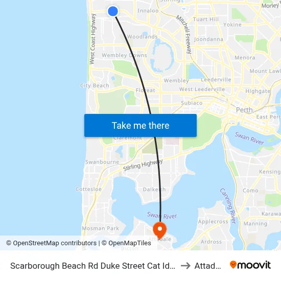 Scarborough Beach Rd Duke Street Cat Id 15 to Attadale map