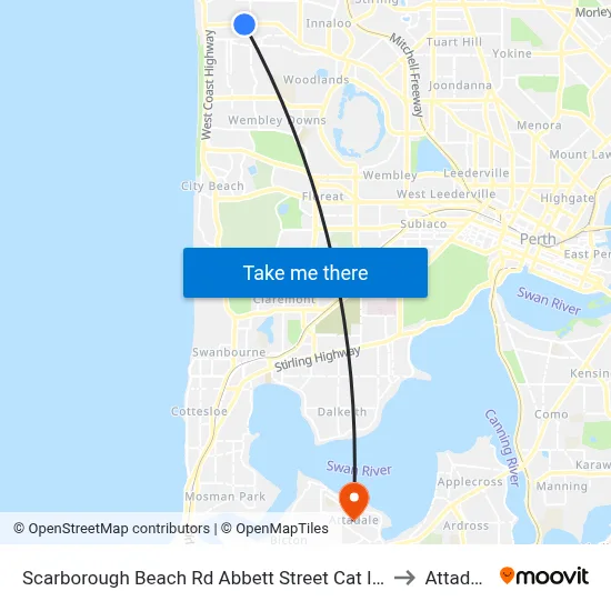 Scarborough Beach Rd Abbett Street Cat Id 16 to Attadale map