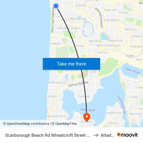 Scarborough Beach Rd Wheatcroft Street Cat Id 18 to Attadale map