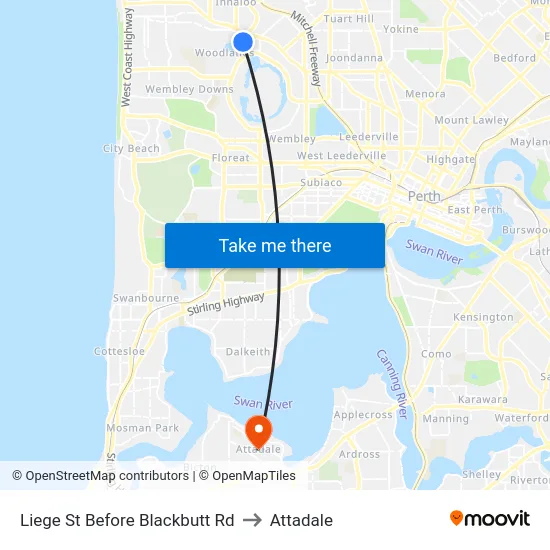 Liege St Before Blackbutt Rd to Attadale map