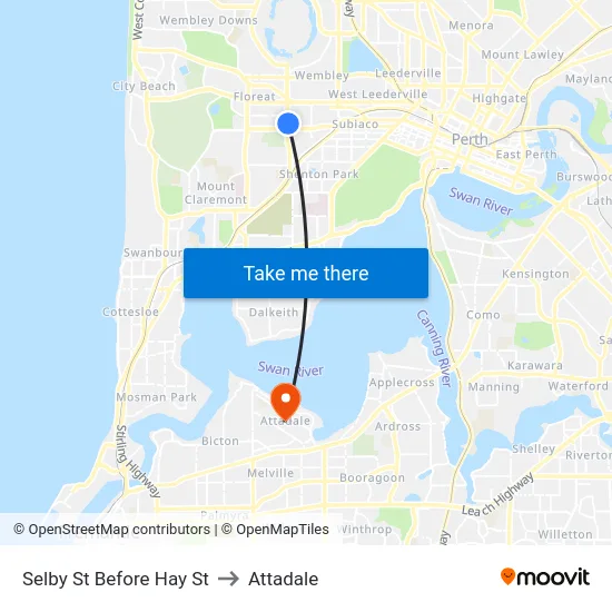 Selby St Before Hay St to Attadale map