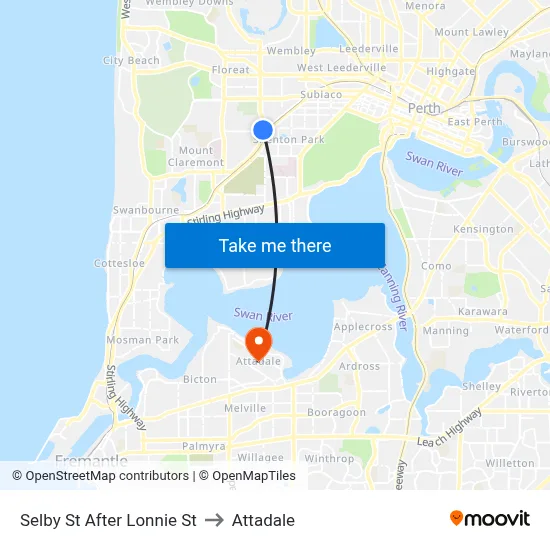 Selby St After Lonnie St to Attadale map