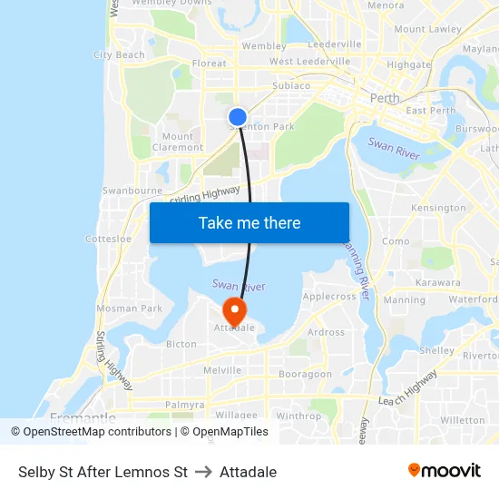 Selby St After Lemnos St to Attadale map