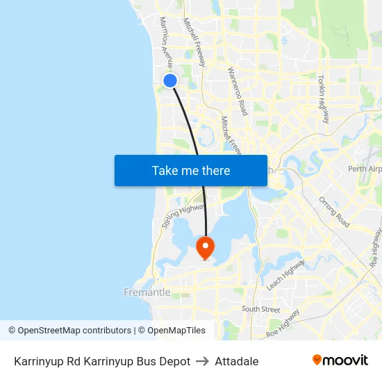 Karrinyup Rd Karrinyup Bus Depot to Attadale map