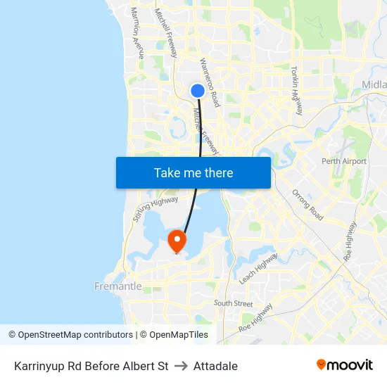 Karrinyup Rd Before Albert St to Attadale map