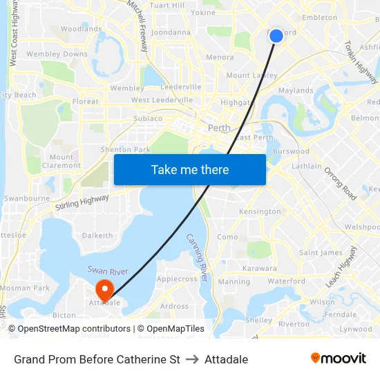 Grand Prom Before Catherine St to Attadale map