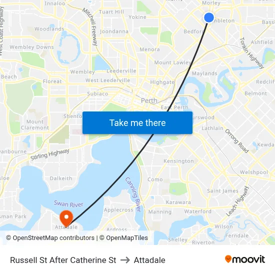 Russell St After Catherine St to Attadale map