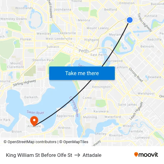 King William St Before Olfe St to Attadale map