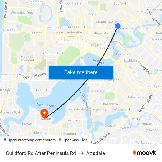 Guildford Rd After Peninsula Rd to Attadale map