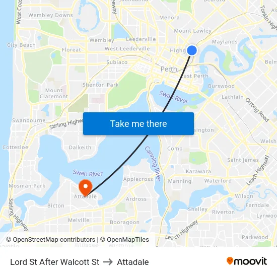 Lord St After Walcott St to Attadale map