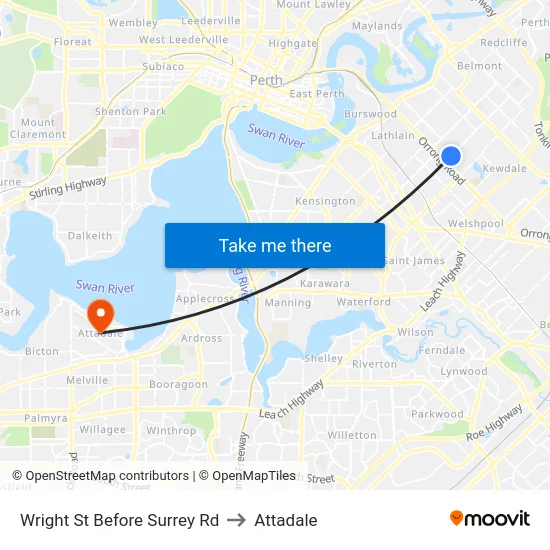 Wright St Before Surrey Rd to Attadale map