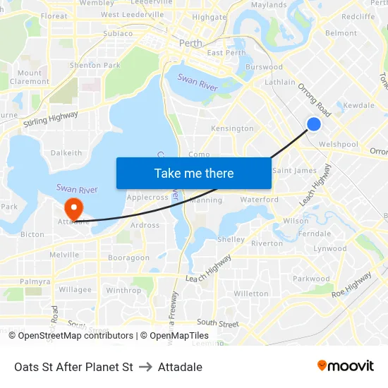 Oats St After Planet St to Attadale map