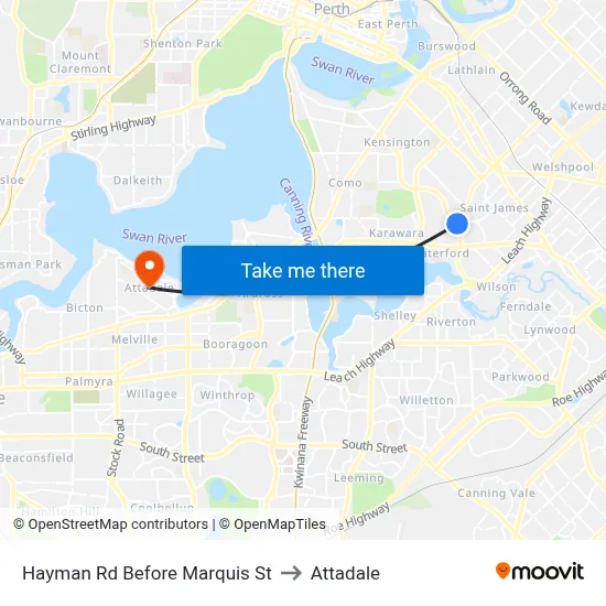 Hayman Rd Before Marquis St to Attadale map