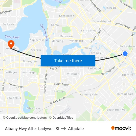 Albany Hwy After Ladywell St to Attadale map
