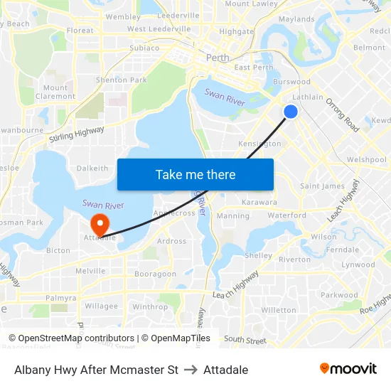 Albany Hwy After Mcmaster St to Attadale map
