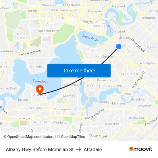 Albany Hwy Before Mcmillan St to Attadale map