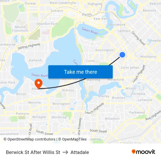 Berwick St After Willis St to Attadale map