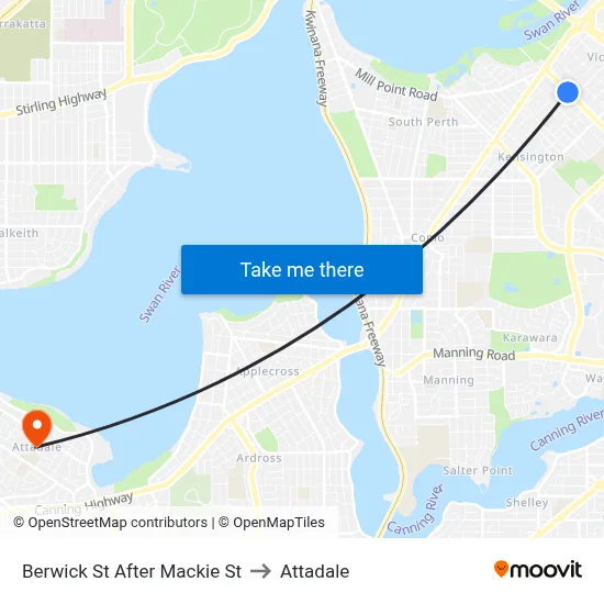 Berwick St After Mackie St to Attadale map