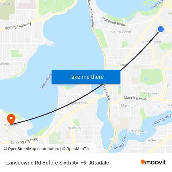Lansdowne Rd Before Sixth Av to Attadale map