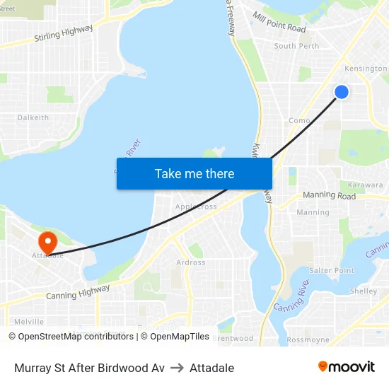 Murray St After Birdwood Av to Attadale map