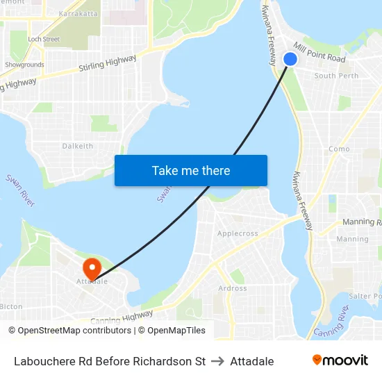 Labouchere Rd Before Richardson St to Attadale map
