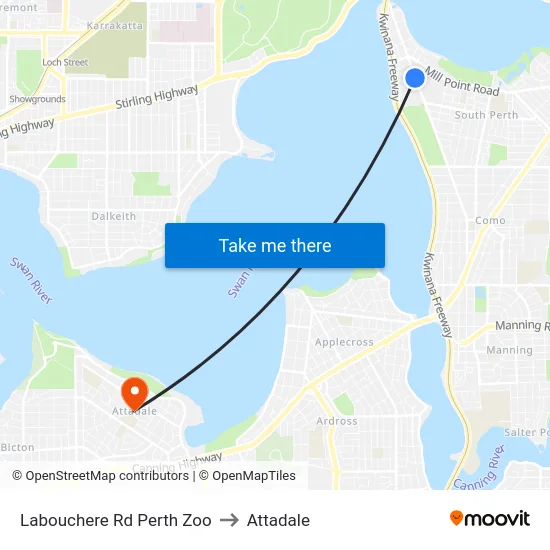Labouchere Rd Perth Zoo to Attadale map