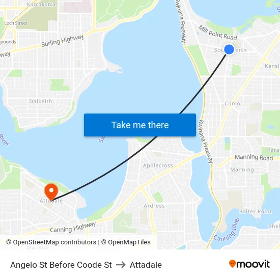 Angelo St Before Coode St to Attadale map